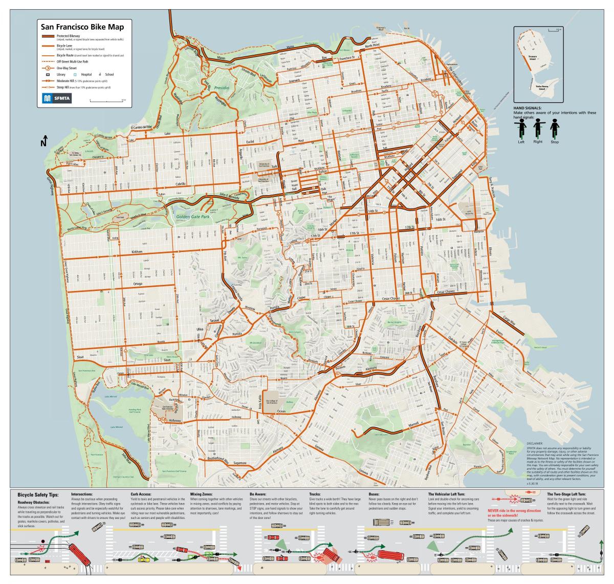 Mapa pasów rowerowych San Francisco
