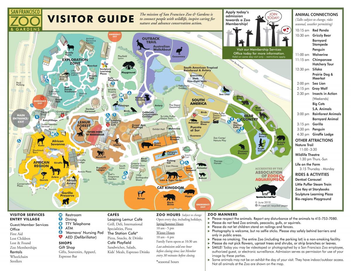 Mapa parku zoo w San Francisco